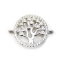 925 sterling silver charm tree & zirconium 15mm 