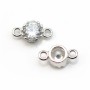 Spacer silver 925 with zirconium oxide round 5.9x10.6mm x 2pcs