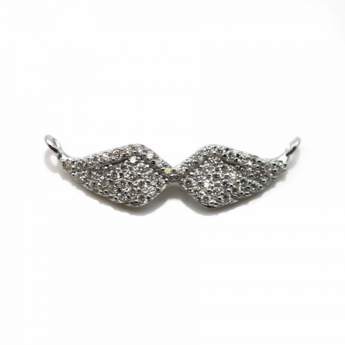 Intercalaire moustache 6.3x23mm avec zirconium en argent 925 rhodié x 1pc