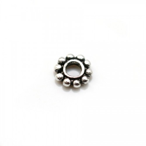 Perle intercalaire en forme de fleur en argent 925 4.5mm x 10pcs