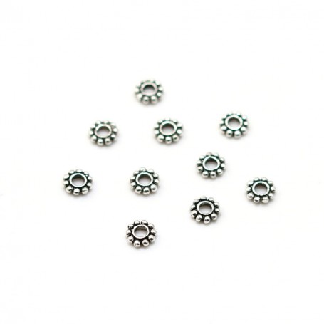 925 silver flower spacer bead 5x1.5mm x 4pcs