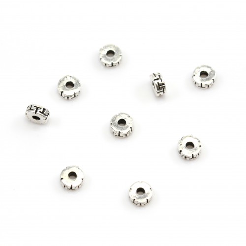 Perles intercalaires fleurs en argent 925 6.0x4.0mm x 5pcs