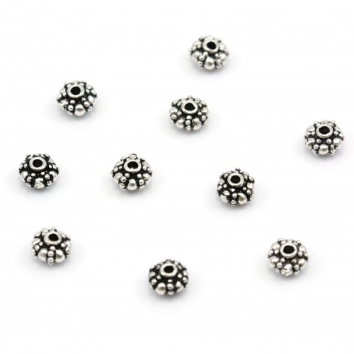 Perle intercalaires en argent 925 en forme de fleur 5.8mm x2pcs