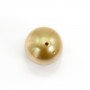 Perle d'Australie, half-percée, doré, cerclée, 9.5-10mm x 1pc