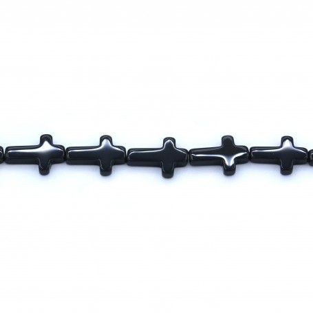 Agate de couleur noire, en forme de croix, 13 * 18mm x 40cm