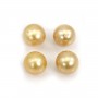 Perle d'Australie, doré, ronde, 9-9.5mm x 1pc