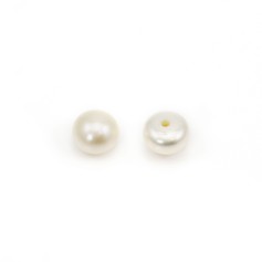 Perle di coltura d'acqua dolce, semiperforate, bianche, a bottone, 5,5-6 mm x 4 pz