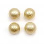 Perles des mers du Sud entièrement percée, dorée, 9.5-10mm x 1 pc