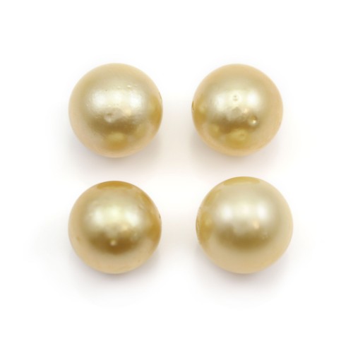 Perlas de los Mares del Sur, totalmente perforadas, color champán, redondas, 9.5-10mm x 1pc