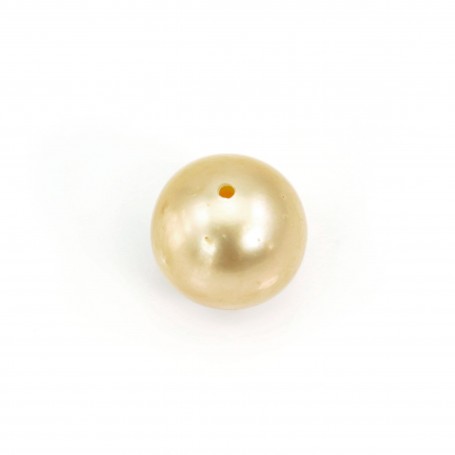 Perle des mers du Sud entièrement percée, dorée, 9-9.5mm x 1pc