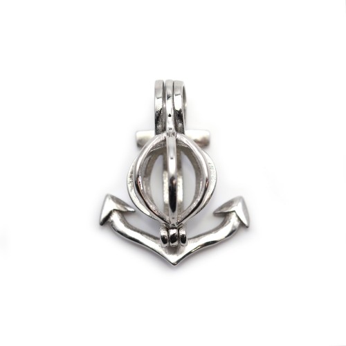 Pendant in the shape of a anchor in 925 rhodium silver 23x27mm x 1pc