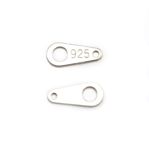 925 sterling silver "silver" tag 3.5*8.5mm x 10pcs