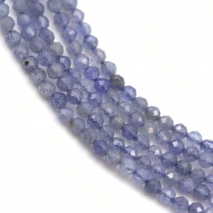 Purple blue Tanzanite, in faceted round shape, 2mm x 39cm