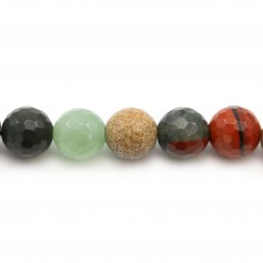 Mix of stones, in faceted round shape, 10mm x 40cm