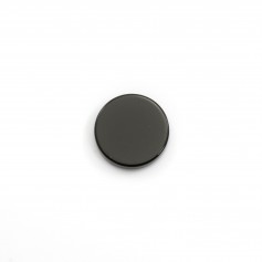 Cabochon Onyx noir, rond plat 14mm x 1pc