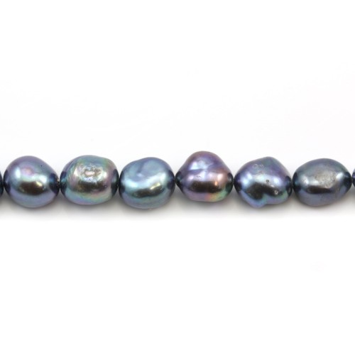 Perlas cultivadas de agua dulce, azul oscuro, barroco, 9-10mm x 2pcs