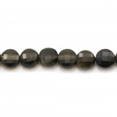 Obsidienne, de forme ronde plate facette, 4mm x 20pcs