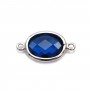 Spacer sterling silver 925 and zirconium sapphire 9.5x17.5mm x 1pc