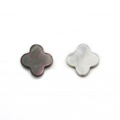 Grey Mother of Pearl Clover Shape 13mm X 2 pcs
