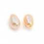 Perles de culture d'eau douce, semi-percée, saumon, ovale, 4-4.5mm x 2pcs