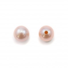 Freshwater cultured pearls, half-drilled, purple, round, 4-4.5mm x 2pcs