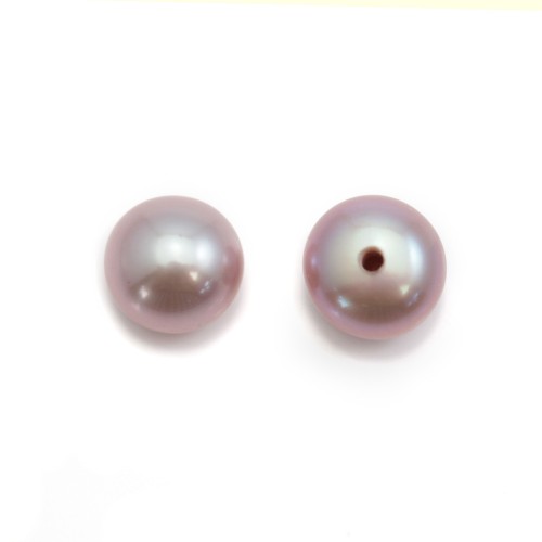 Perles de culture d'eau douce, semi-percée, mauve, bouton, 6-6.5mm x 4pcs