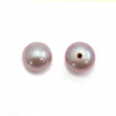 Perlas cultivadas de agua dulce, semiperforadas, púrpura, botón, 6-6.5mm x 4pcs