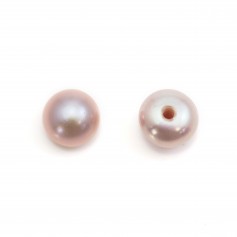 Freshwater cultured pearls, semi-pierced, purple, button, 4-4.5mm x 4pcs
