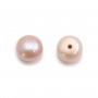 Freshwater cultured pearls, half-drilled, purple, button, 7-7.5mm x 2pcs