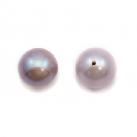 Perle de culture d'eau douce, semi-percée, mauve, ronde, 10-11mm x 1pc
