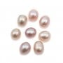 Perle de culture d'eau douce half-percée, ovale, mauve, 4-4.5mm x 2pcs