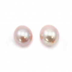 Freshwater cultured pearl, semi-pierced, purple, oval, 10-10.5mm x 1pc
