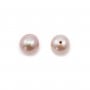 Freshwater cultured pearls, semi-pierced, purple, round, 5.5-6mm x 2pcs
