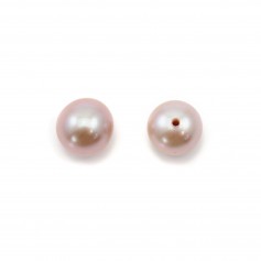 Freshwater cultured pearls, semi-pierced, purple, round, 5.5-6mm x 2pcs