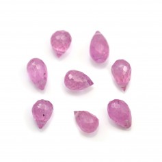 Pink sapphire, faceted drop x 2pcs