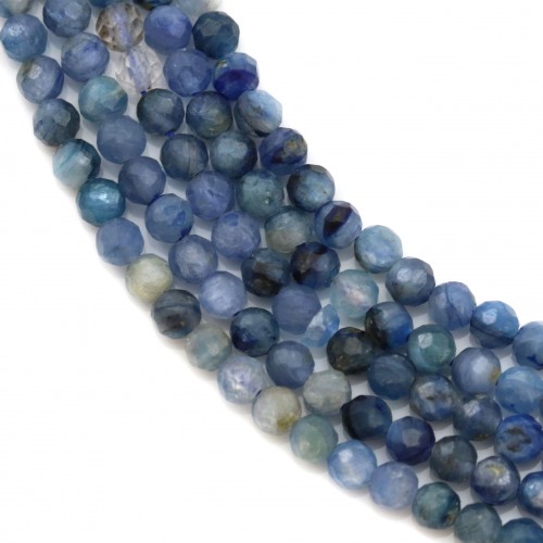 Cyanite in blue color, in faceted round shape, 3mm x 39cm