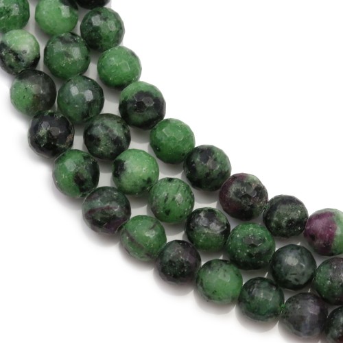 Ruby Zoisite Faceted Round 6mm X 40cm
