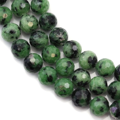 Ruby Zoisite Faceted Round 8mm X 40cm