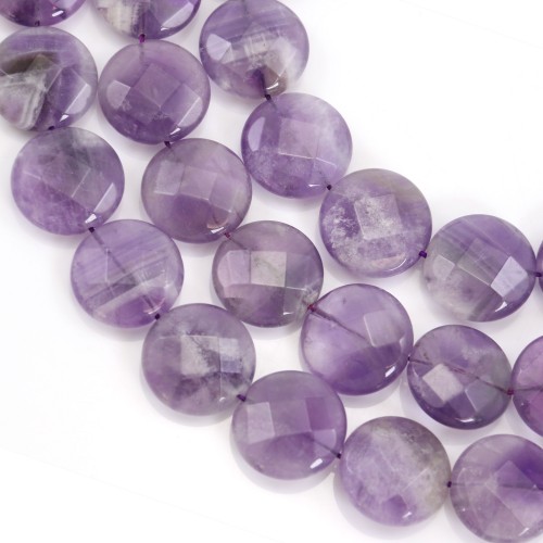Clear Amethyst Faceted Flat Round 18mm x 40cm
