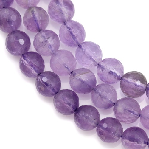Light violet amethyst faceted round beads on thread 8mm x 39cm