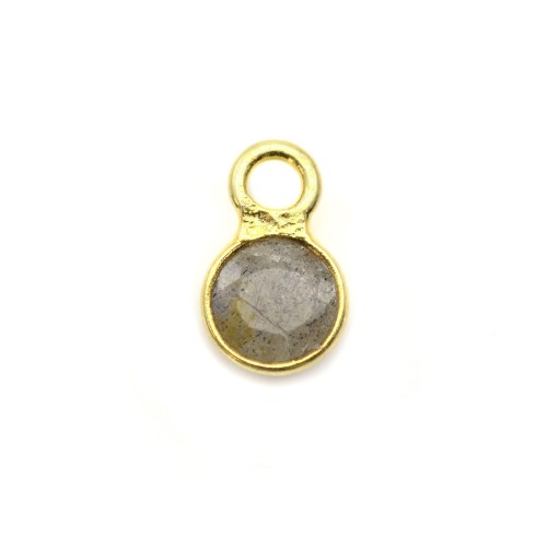 Labradorita redonda facetada engastada en plata de ley 925 con baño de oro 5mm x 1ud