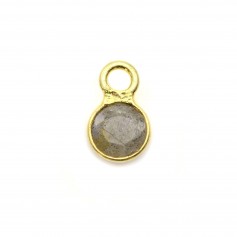 Faceted round Labradorite set in 925 sterling silver with gold plating 5mm x 1pc
