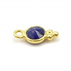 Charm in Gemstone treated sapphire color round faceted on silver gilt 5mm x 1pc