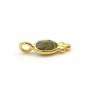 Oval Labradorite charm on gold gilt silver 4x11mm x 2pcs