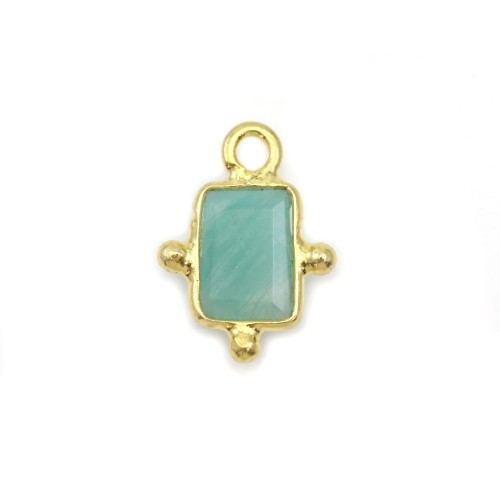 Amazonite rectangle charm on silver gilt 5*7mm x 1pc 