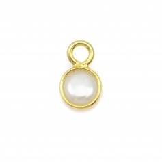 Faceted round freshwater pearl set in gold-plated silver 5*8mm x 2pcs