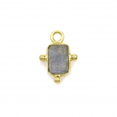 Rectangle Labradorite charm on gold gilt silver 8*12mm x 1pc