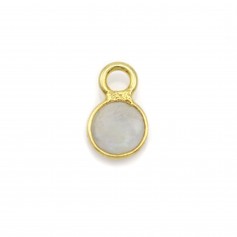 Gemstone round faceted moon set in 925 sterling silver with gold plating 5mm x 1pc