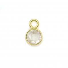 Transparent round faceted topaz set in 925 sterling silver with fine gold plating 5mm x 1pc