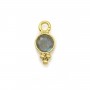 Round faceted Labradorite charm on gold gilt silver 5mm x 2pcs